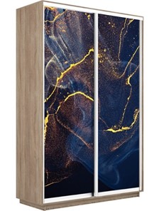 Шкаф 2-х дверный Экспресс 1400x450x2400, Абстракция золотая пыль/дуб сонома в Норильске