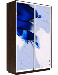 Шкаф 2-х створчатый Экспресс 1600x450x2200, Абстракция бело-голубая/венге в Норильске