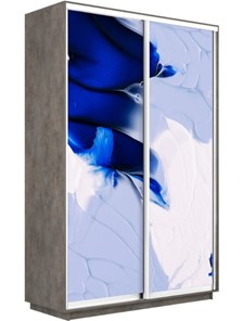 Шкаф двухдверный Экспресс 1600x600x2200, Абстракция бело-голубая/бетон в Красноярске
