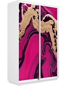 Шкаф 2-х створчатый Экспресс 1600x600x2200, Абстракция розовая/белый снег в Норильске
