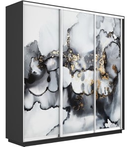 Шкаф 3-х створчатый Экспресс 1800х450х2400, Абстракция серая/серый диамант в Норильске