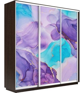 Шкаф 3-х дверный Экспресс 2100х450х2400, Абстракция фиолетовая/венге в Красноярске