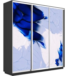 Шкаф 3-створчатый Экспресс 2400х600х2200, Абстракция бело-голубая/серый диамант в Красноярске
