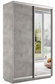 Шкаф 2-створчатый Экспресс (ДСП/Зеркало) 1400х450х2200, бетон в Норильске
