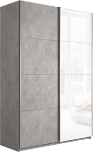 Шкаф 2-дверный Прайм (ДСП/Белое стекло) 1400x570x2300, бетон в Норильске