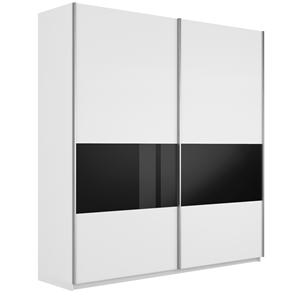 Шкаф 2-х створчатый Широкий Прайм (ДСП / Черное стекло) 2200x570x2300, Белый снег в Норильске