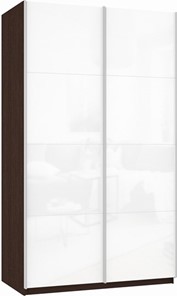 Шкаф-купе двухдверный Прайм (Белое стекло/Белое стекло) 1400x570x2300, венге в Красноярске - предосмотр