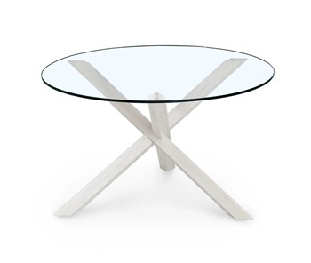 Круглый стол Оникс-3, Выбеленный дуб/Прозрачное стекло в Норильске