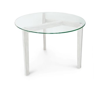 Круглый стол Оникс-7, Выбеленный дуб/Прозрачное стекло в Норильске