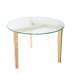 Круглый столик Оникс-7, Натуральный массив/Прозрачное стекло в Норильске
