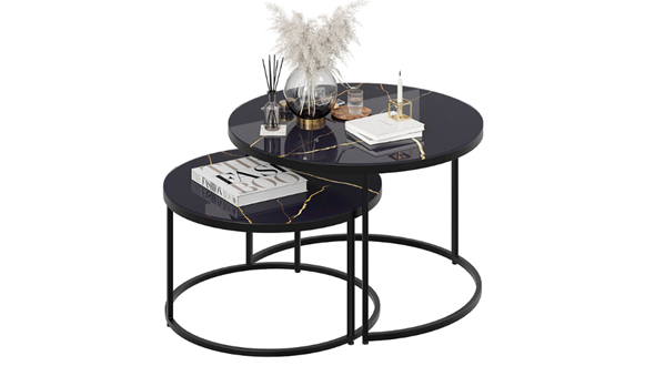 Журнальный столик Вега (Черный, Стекло Черный золото) в Норильске - изображение