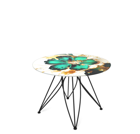Круглый столик SHT-S113 / SHT-TT32 60 стекло/МДФ (малахитово зеленый/черный муар) в Красноярске - изображение