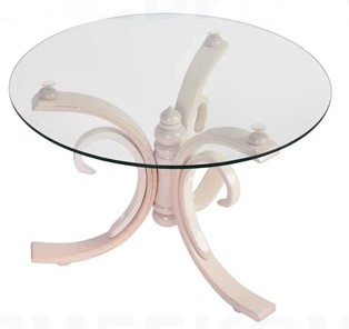 Круглый столик СЖ 5 беленый дуб/стекло в Норильске
