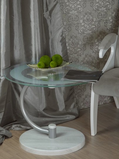Стеклянный столик Дуэт 13Н (металлик-дуб дымчатый-прозр) в Норильске - изображение 6
