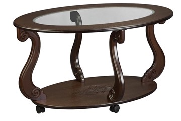 Стеклянный стол Овация-С, на колесах, темно-коричневый в Норильске