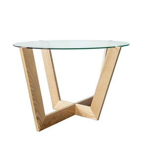 Овальный столик Оникс-6, Натуральный массив/Прозрачное стекло в Норильске