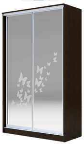 Шкаф 2-х створчатый 2400х1682х420 два зеркала, "Бабочки" ХИТ 24-4-17-66-05 Венге Аруба в Норильске