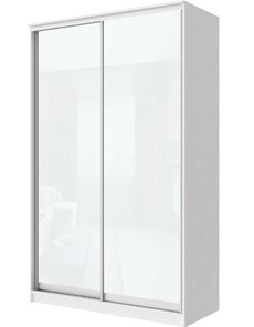 Шкаф 2-х створчатый Хит-22-14-22 с цветным стеклом, белое №10, Белый корпус в Норильске