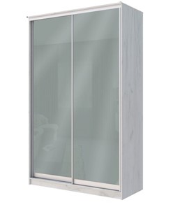 Шкаф Хит-22-12-22 с цветным стеклом, средне-серый 074, Дуб крафт белый в Норильске