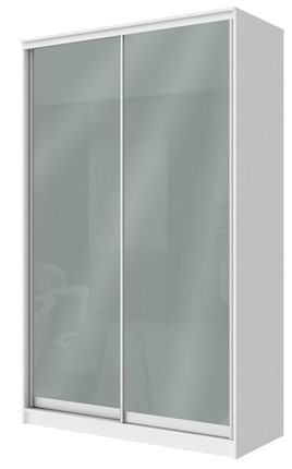 Шкаф Хит-22-4-12/2-22 с цветным стеклом, средне-серый 074, Белый в Красноярске - изображение