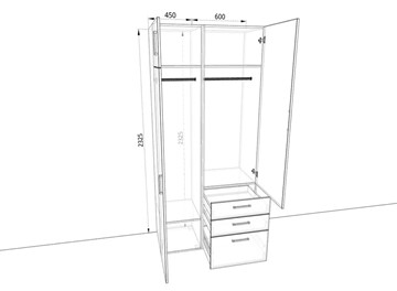 Распашной шкаф 1050х500х2325мм (10501) Белый/Жемчуг в Норильске - предосмотр 1
