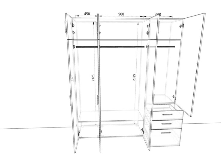 Распашной шкаф 1950х500х2325мм (19505) Белый/Жемчуг/Зеркало в Норильске - изображение 1