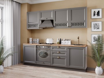 Кухонный гарнитур Амели-3 2400, Белый/Оникс серый в Норильске