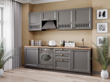 Кухонный гарнитур Амели-3 2400, Чёрный/Оникс серый в Норильске