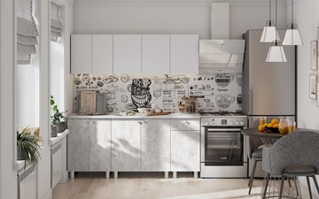 Кухонный гарнитур КГ-1 1800, белый/белый/цемент светлый/антарес в Норильске