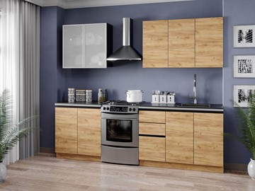 Модульный кухонный гарнитур Шервуд 2600 (Черный/Дуб золотой) в Норильске