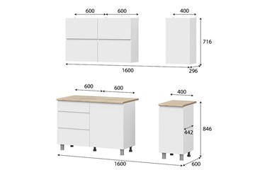 Готовый кухонный гарнитур Токио 1600, белый текстурный/белый текстурный/тростник в Норильске - предосмотр 3