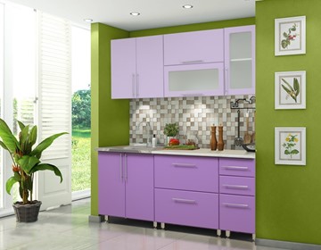 Гарнитур на кухню Мыло 224 2000х718, цвет Фиолет/Пастель фиолет в Норильске
