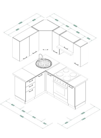 Гарнитур кухонный МК ТЕХНО Комплект №9 1,4х1,8м угловая ПВХ Оленна в Норильске - изображение 9
