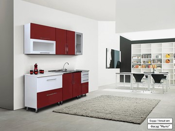 Модульная кухня Мыло 224 2000х718, цвет Бордо/Белый металлик в Норильске - предосмотр