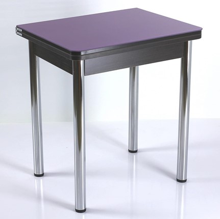 Кухонный пристенный стол СПА-02 СТ2, венге ЛДСП/стекло фиолетовый/39 прямые трубки хром в Красноярске - изображение