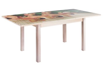 Кухонный стол раскладной Айсберг-01 СТФ дуб молочный/фотопечать бамбук/41 прямые массив дуб молочный в Норильске