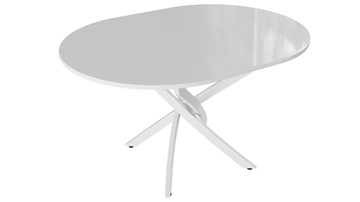 Обеденный раздвижной стол Diamond тип 3 (Белый муар/Белый глянец) в Норильске - предосмотр 1