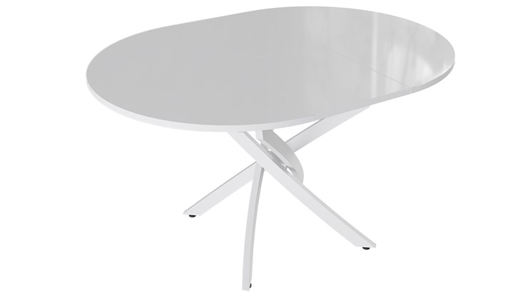 Обеденный раздвижной стол Diamond тип 3 (Белый муар/Белый глянец) в Норильске - изображение 1