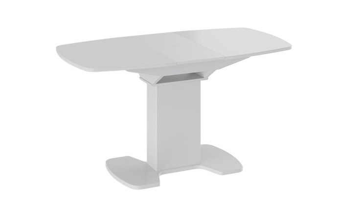 Кухонный раскладной стол Портофино (СМ(ТД)-105.01.11(1)), цвет  Белый глянец/Стекло белое в Норильске - изображение 2