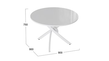 Обеденный стол Diamond тип 2 (Белый муар/Белый глянец) в Норильске - предосмотр 1