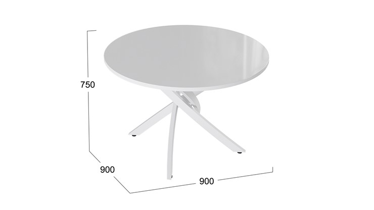 Обеденный стол Diamond тип 2 (Белый муар/Белый глянец) в Норильске - изображение 1