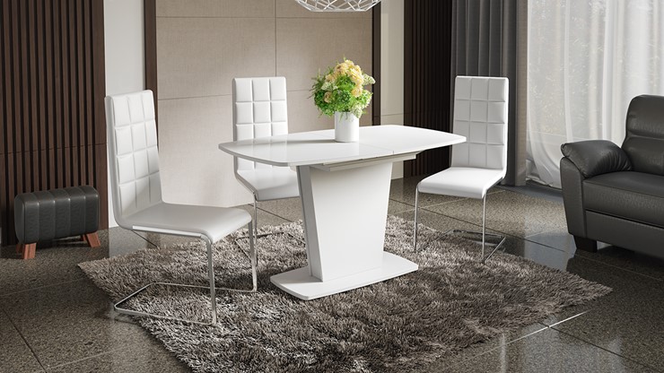 Кухонный стол раздвижной Честер тип 2, цвет Белый/Стекло белый глянец в Норильске - изображение 2