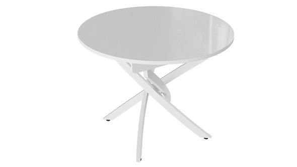 Обеденный раздвижной стол Diamond тип 3 (Белый муар/Белый глянец) в Норильске - изображение