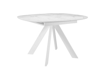 Керамический обеденный стол DikLine BK100 Керамика Белый мрамор/подстолье белое/опоры белые в Красноярске