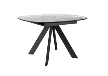 Обеденный раздвижной стол DikLine BK100 Керамика Серый мрамор/подстолье черное/опоры черные в Норильске