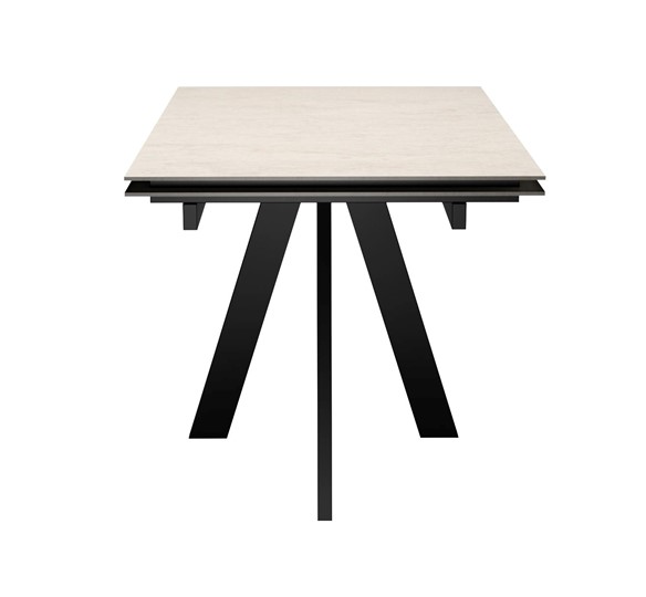 Кухонный раздвижной стол DikLine DM120 Хромикс белый / опоры черные в Норильске - изображение 2