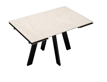 Кухонный раздвижной стол DikLine DM120 Хромикс белый / опоры черные в Норильске - предосмотр 3