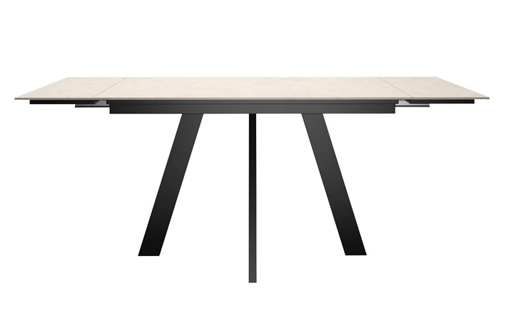Кухонный раздвижной стол DikLine DM120 Хромикс белый / опоры черные в Норильске - изображение 4