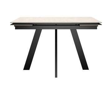 Кухонный раздвижной стол DikLine DM120 Хромикс белый / опоры черные в Норильске - предосмотр 1