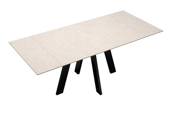 Кухонный раздвижной стол DikLine DM120 Хромикс белый / опоры черные в Норильске - изображение 7